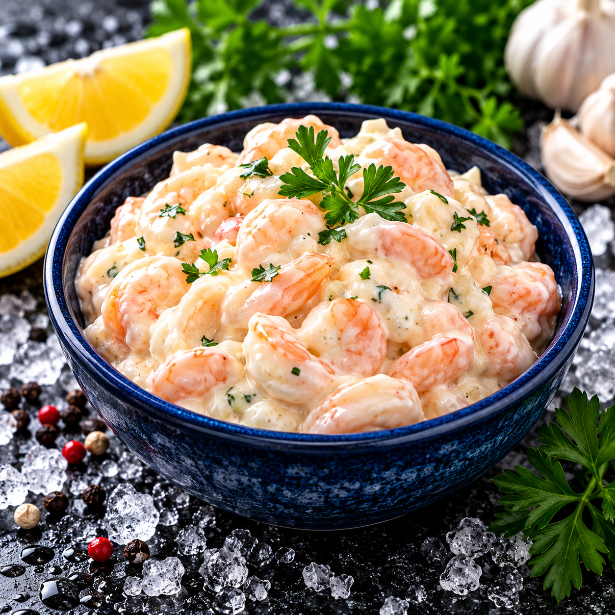 Garnalen in knoflook saus