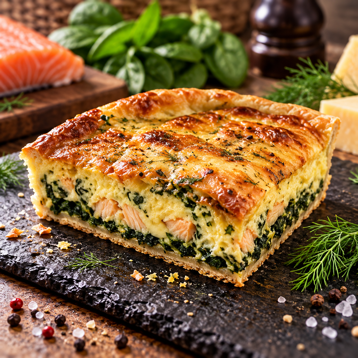 Zalm spinazie quiche